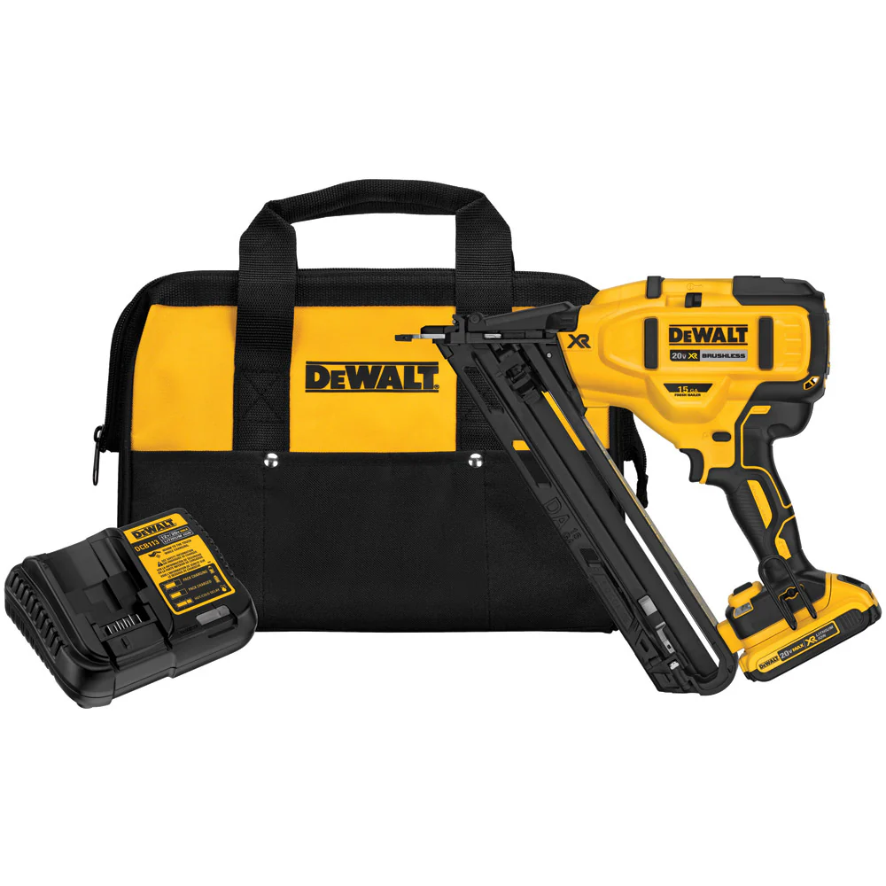 DeWalt DCN650D1 20V MAX XR 15 GA Angled Finish Nailer - Kit - Moutools