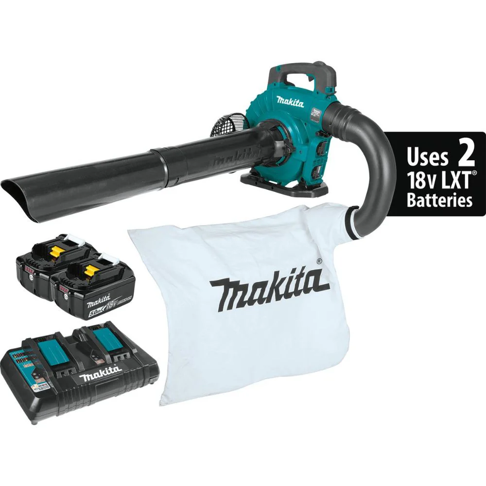 Makita XBU04PTV 36V (18V X2) LXT Brushless Blower Kit with Vacuum Attachment Kit, dual port charger (5.0Ah) - Moutools