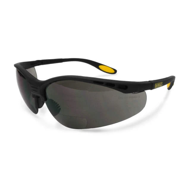 Dewalt DPG59-220D Reinforcer RX Glasses, Black Frame, Smoke Lens, 2.0 Diopter - Moutools