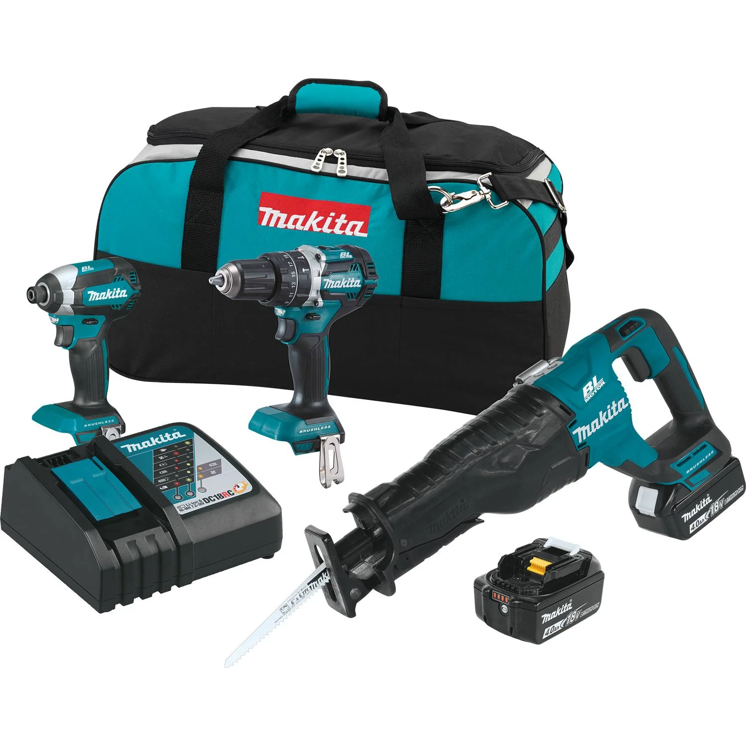 Makita XT328M 18 Volt LXT Lithium-Ion Brushless Cordless 3 Tool Combo Kit - Moutools