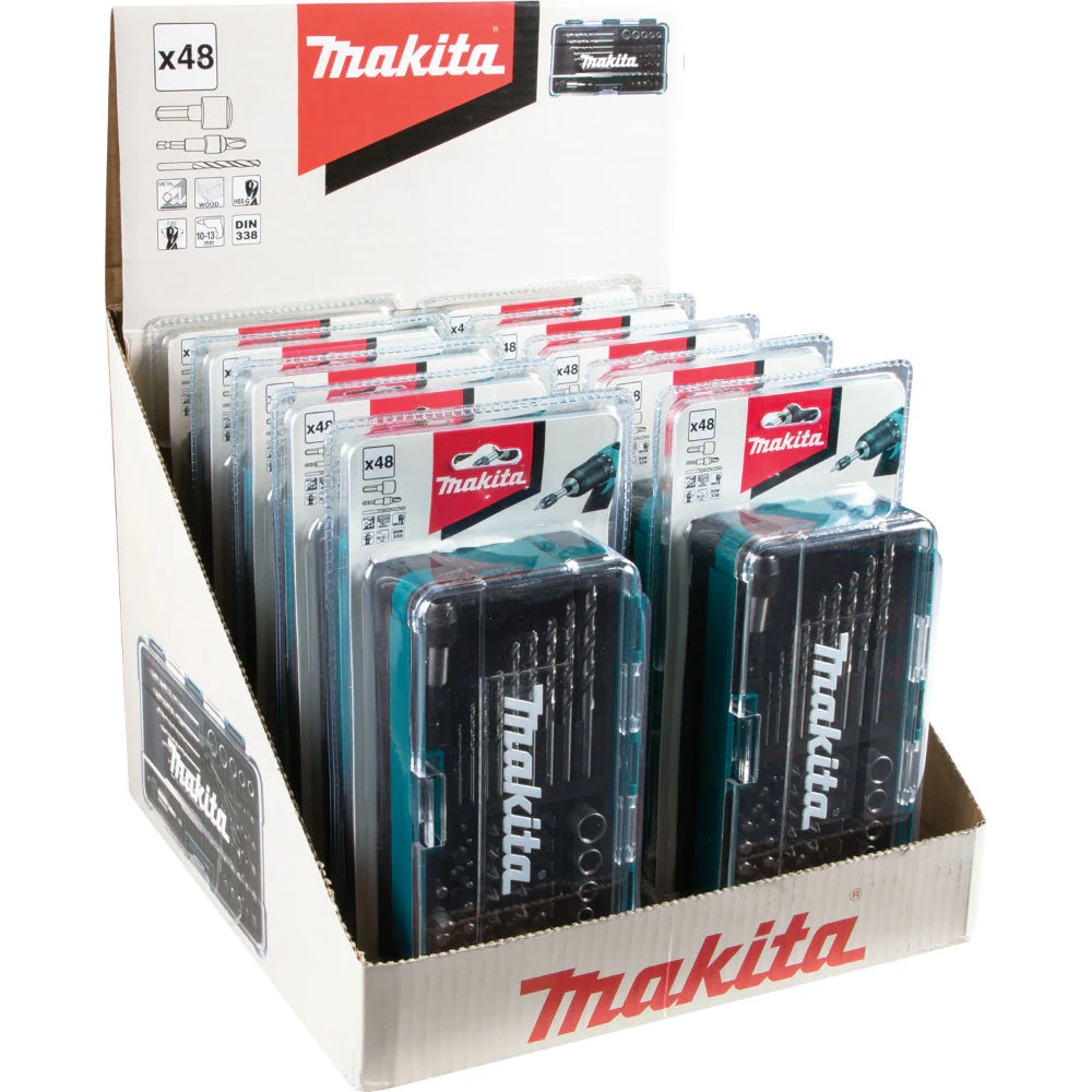 Makita B-36201-10 48 Piece Metric HSS Socket, Screw Bit, Drill Bit Set 10 Pack - Moutools