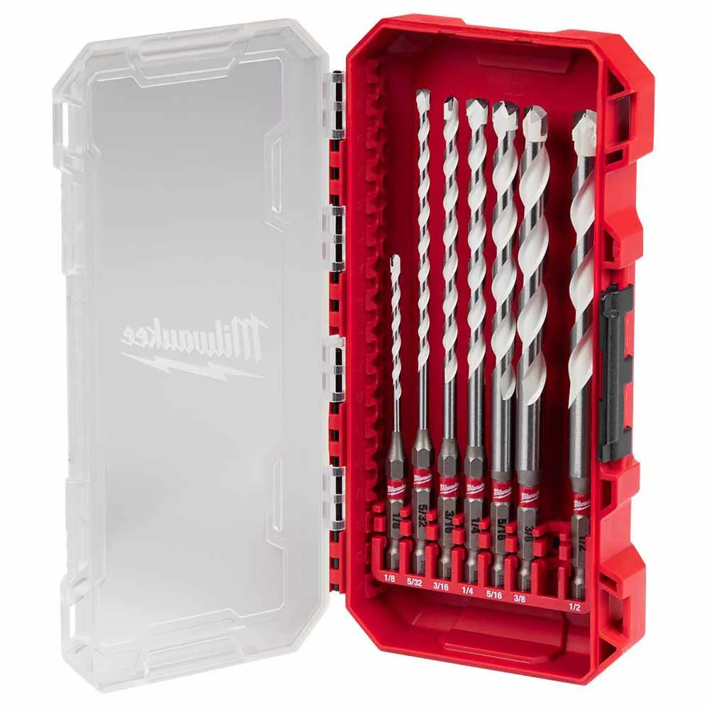 Milwaukee 48-20-8899 SHOCKWAVE Impact Duty Carbide Multi-Material Drill Bit Set - 7PC - Moutools
