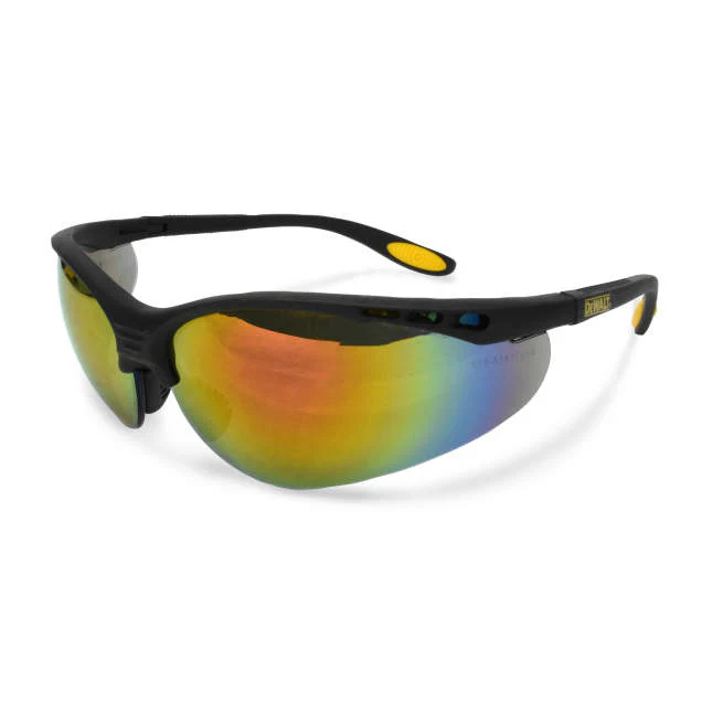 Dewalt DPG58-6D Reinforcer Safety Glasses, Black Frame, Fire Mirror Lens - Moutools
