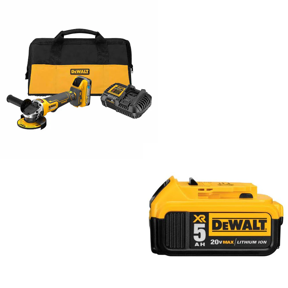 DeWalt DCG413H1 20V Max XR Angle Grinder Kit W/ FREE DCB205 20V MAX Battery Pack - Moutools