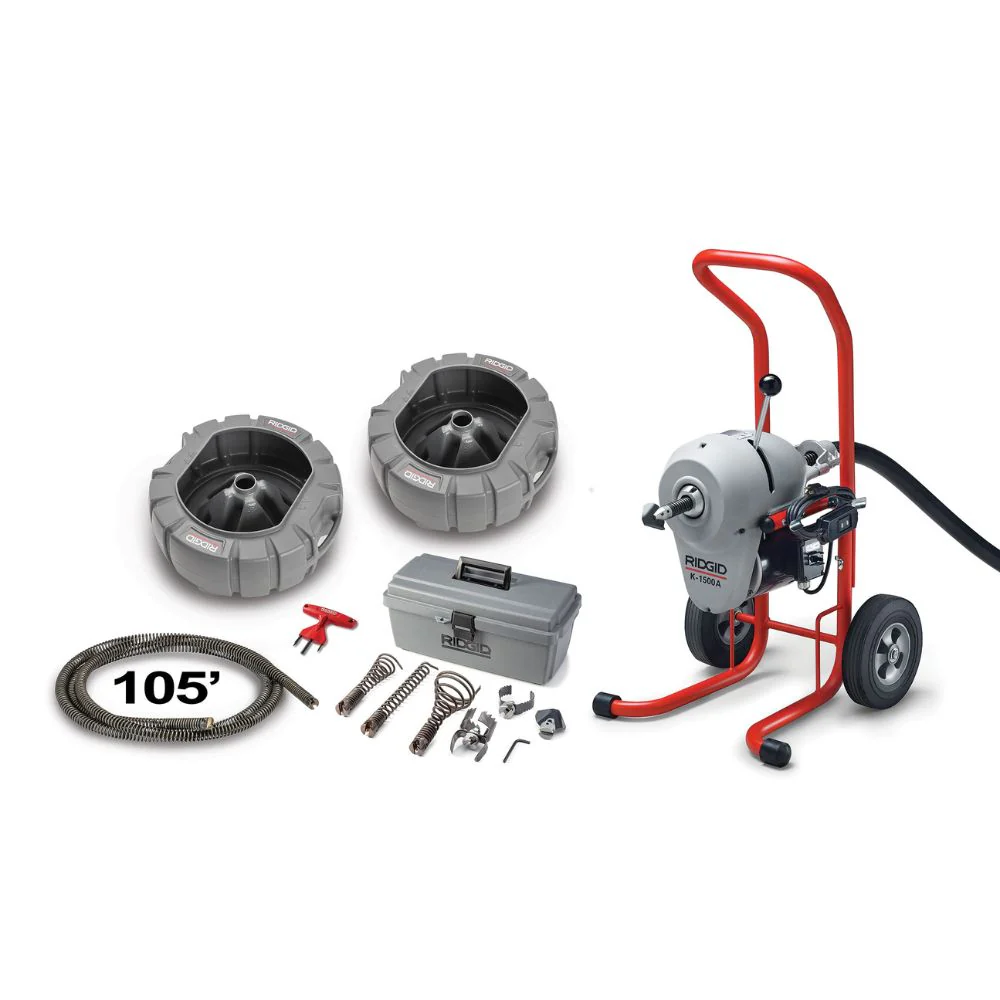 Ridgid 23712 K-1500A SE Sectional Drain Cleaner with A-1 Mitt, 0.75 HP, C-11 Cable - Moutools