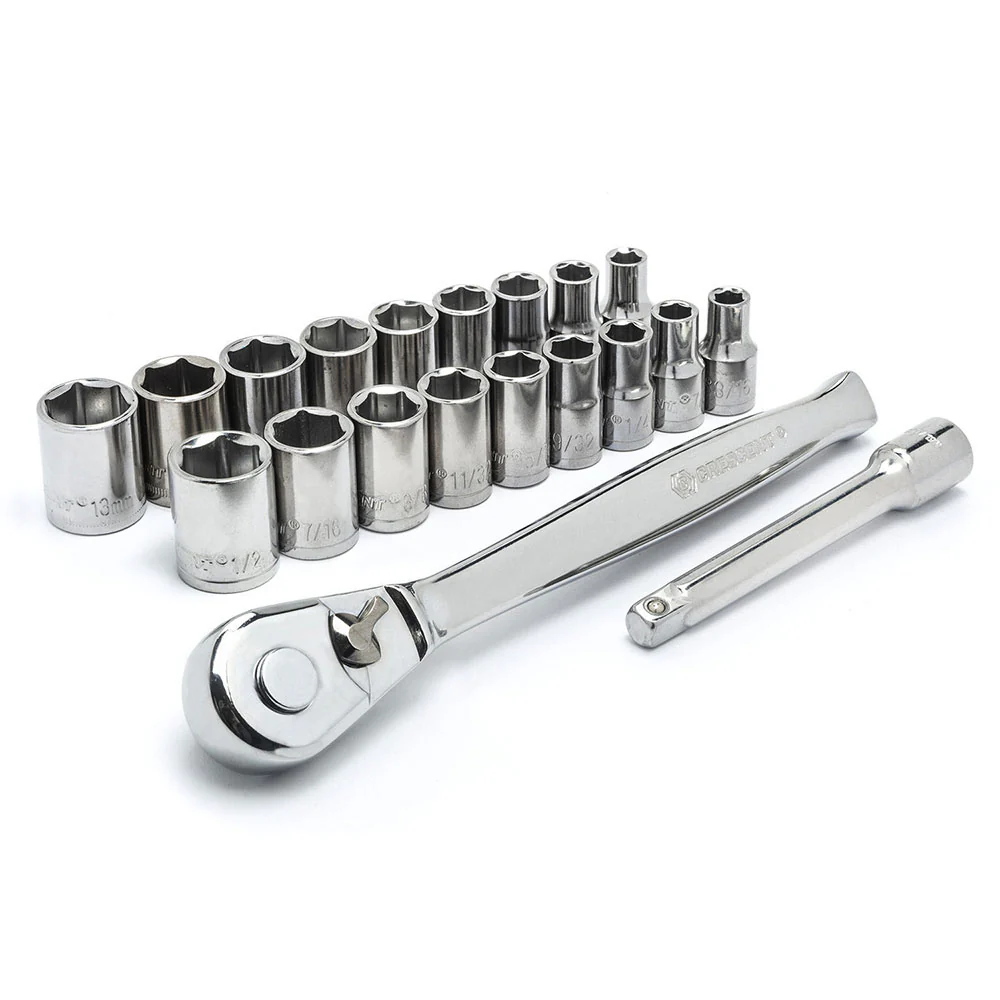 Crescent CSWS1N 20 Pc. 1/4 Dr 6 Point Standard SAE/Metric Mechanics Tool Set - Moutools