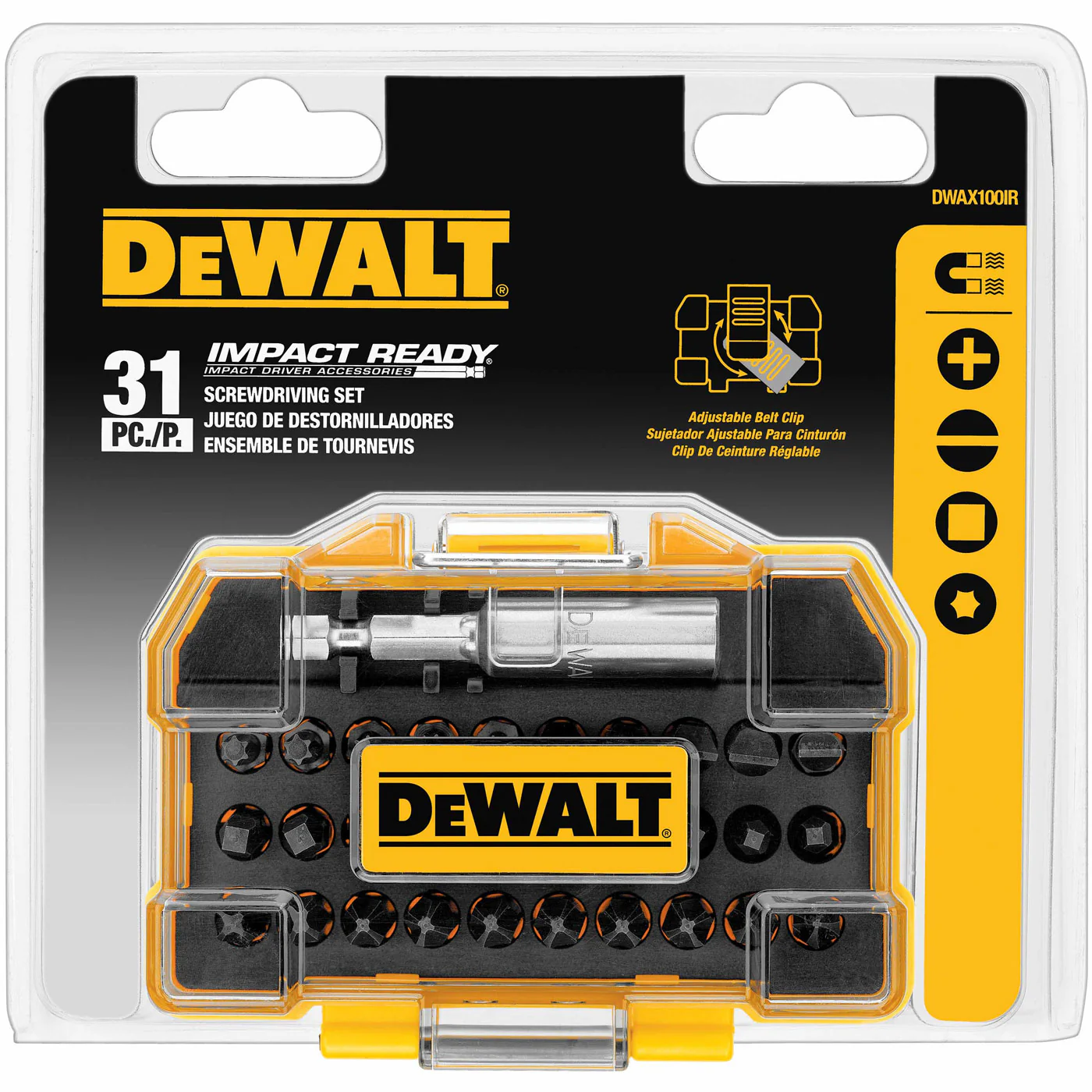 DeWalt DWAX100IR Impact Ready Extra Small ToughCase Screwdriving Set - 31 Piece - Moutools