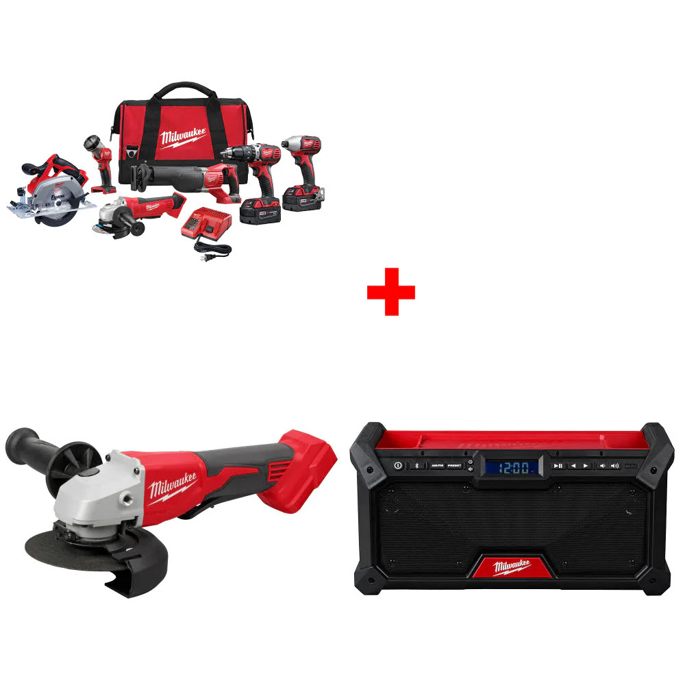 Milwaukee 2696-26 M18 6-Tool Combo Kit W/ FREE 2686-20 18V Grinder & M18 Radio - Moutools