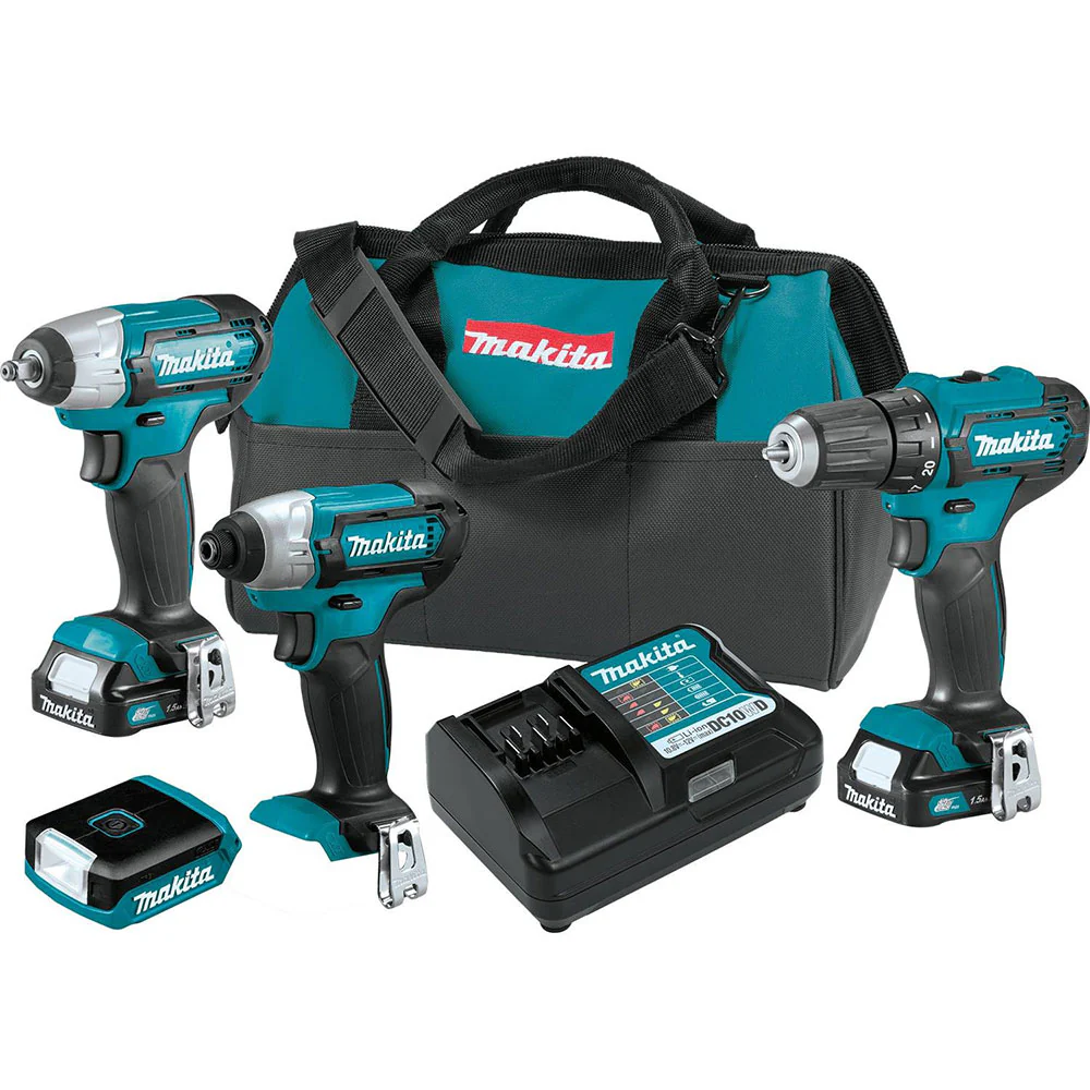 Makita CT411 12V Max CXT Lithium-Ion Cordless 4-Pc. Combo Kit (1.5Ah) - Moutools