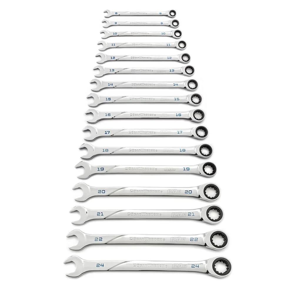 GearWrench 86427 16 Pc. 120XP Universal Spline XL Ratcheting Combination Metric Wrench Set - Moutools