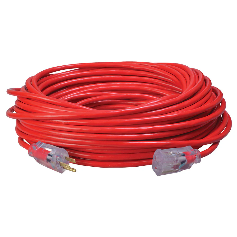 Southwire 2489SW8804 14/3 100' SJTW Extension Cord Red with Lighted Ends - Moutools