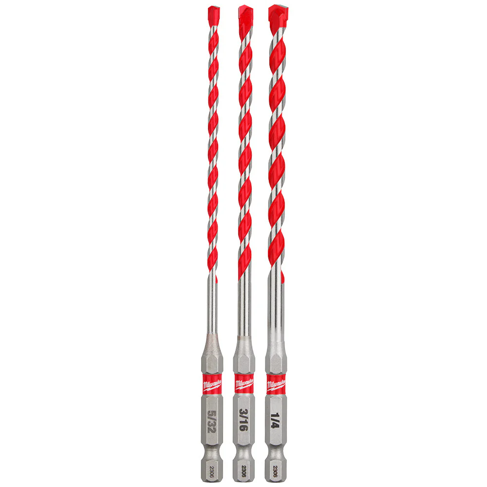 Milwaukee 48-20-9050 3pc. SHOCKWAVE™ Carbide Hammer Drill Bit Kit - Moutools