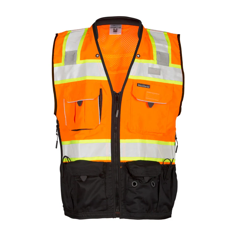ML Kishigo S5003-2X 2X Orange Premium Black Series Surveyors Vest - Moutools