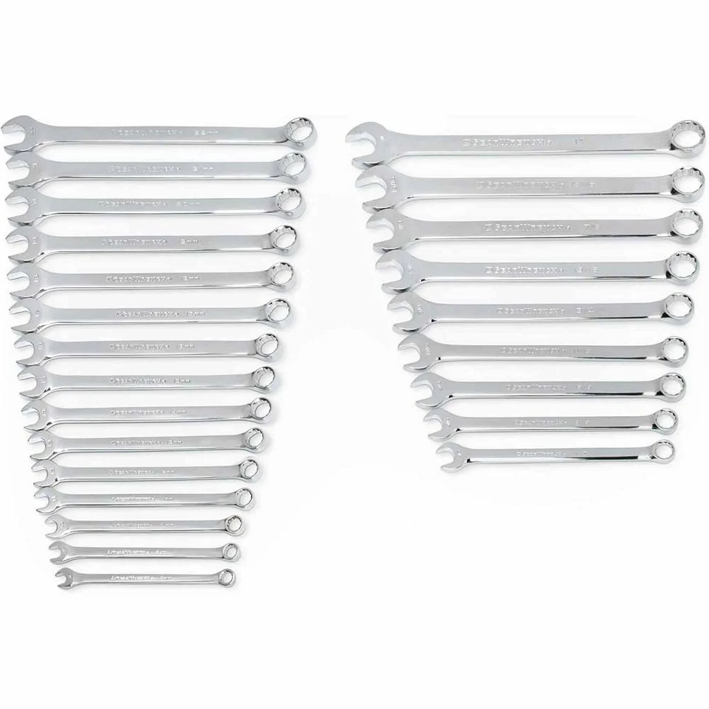 GearWrench 81900 24 Pc. 12 Point Long Pattern Combination SAE/Metric Wrench Set - Moutools