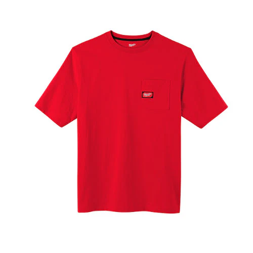 Milwaukee 601R-3X Heavy Duty Pocket T-Shirt (601), Short Sleeve, Red, 3X - Moutools