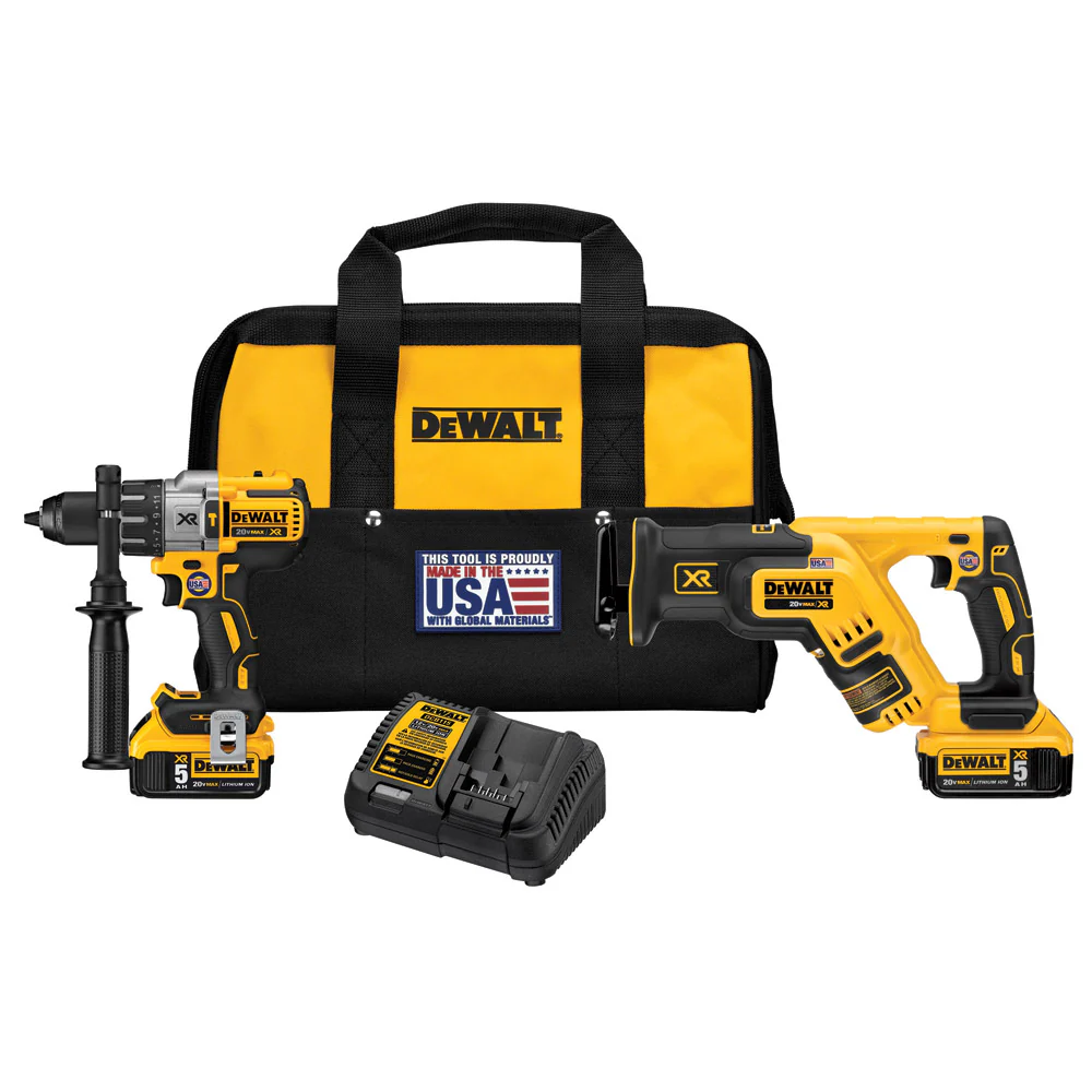 DeWalt DCK294P2 20 V MAX XR Hammerdrill and Reciprocating Saw Combo Kit - Moutools