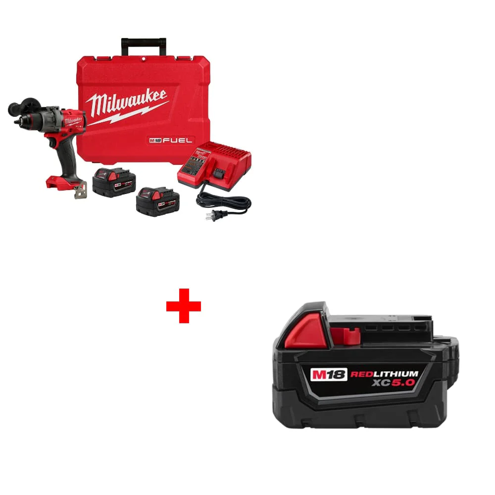 Milwaukee 2903-22 M18 FUEL Drill/Driver Kit w/ FREE 48-11-1850 M18 Battery Pack - Moutools