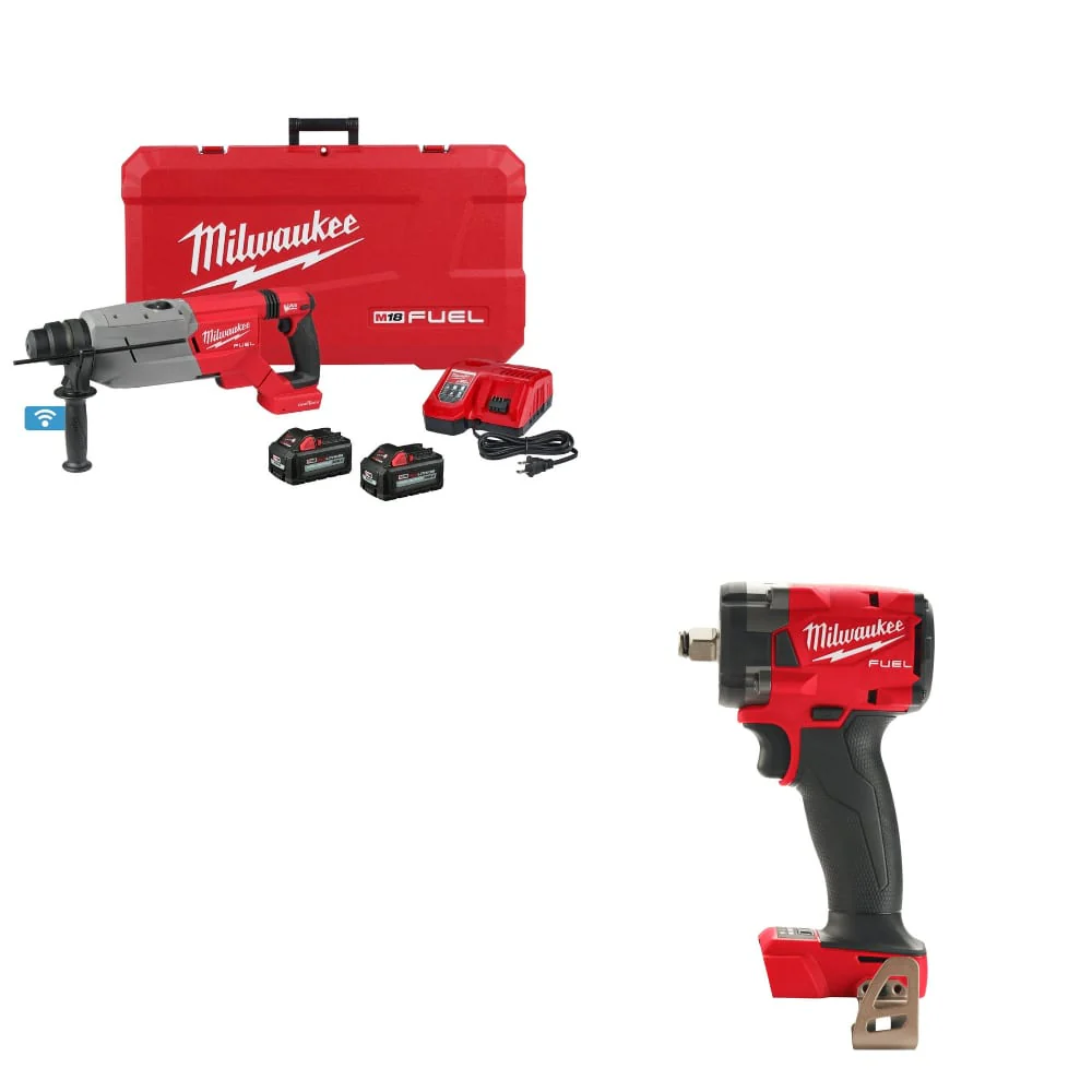 Milwaukee 2916-22 M18 FUEL Rotary Hammer Kit W/ FREE 2855-20 M18 Impact Wrench - Moutools