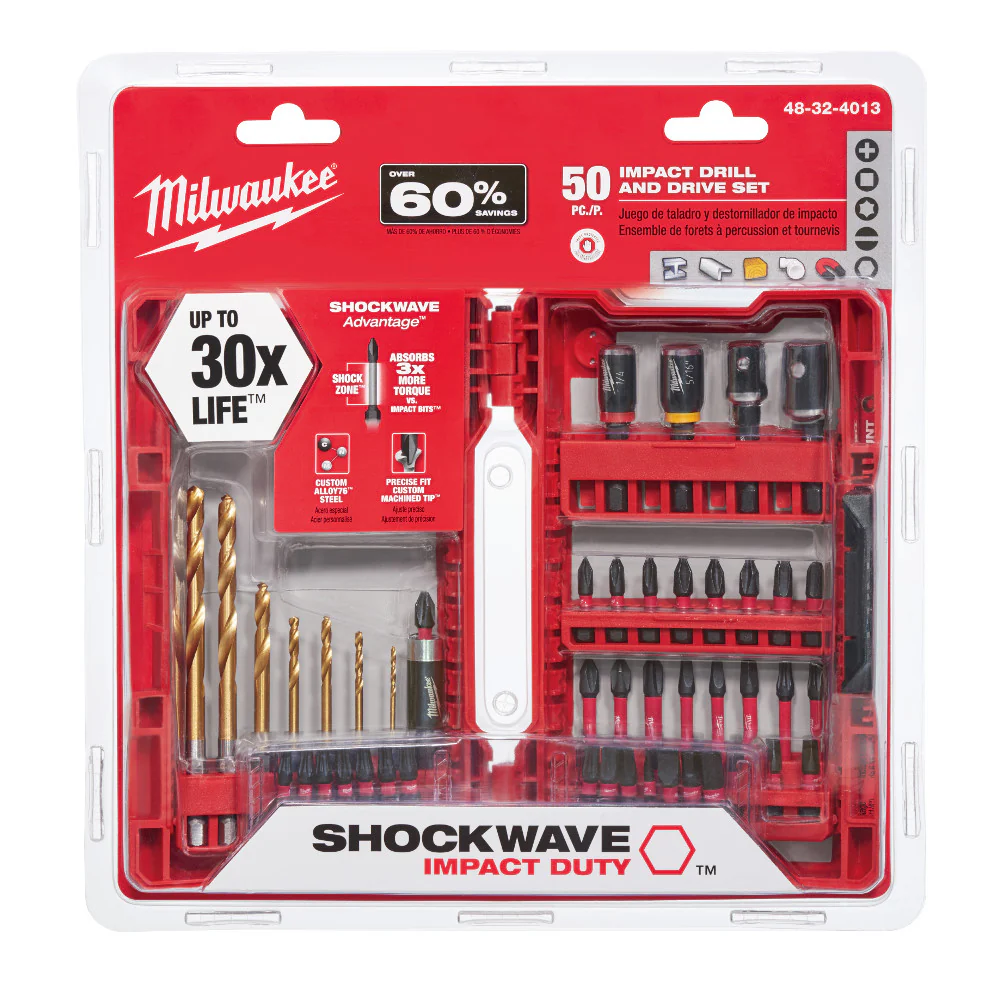 Milwaukee 48-32-4013 Shockwave Impact Duty Driver Bit Set 50 Piece - Moutools