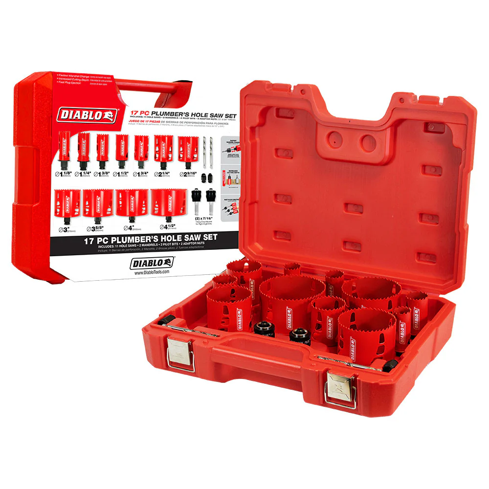Diablo DHS17SPL 17 Pc Plumber's Bi-Metal Hole Saw Set - Moutools