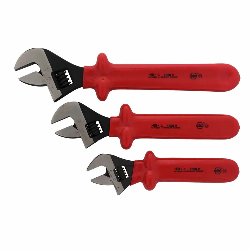 Wiha 76290 3 Piece Insulated Adjustable Wrench Set - Moutools