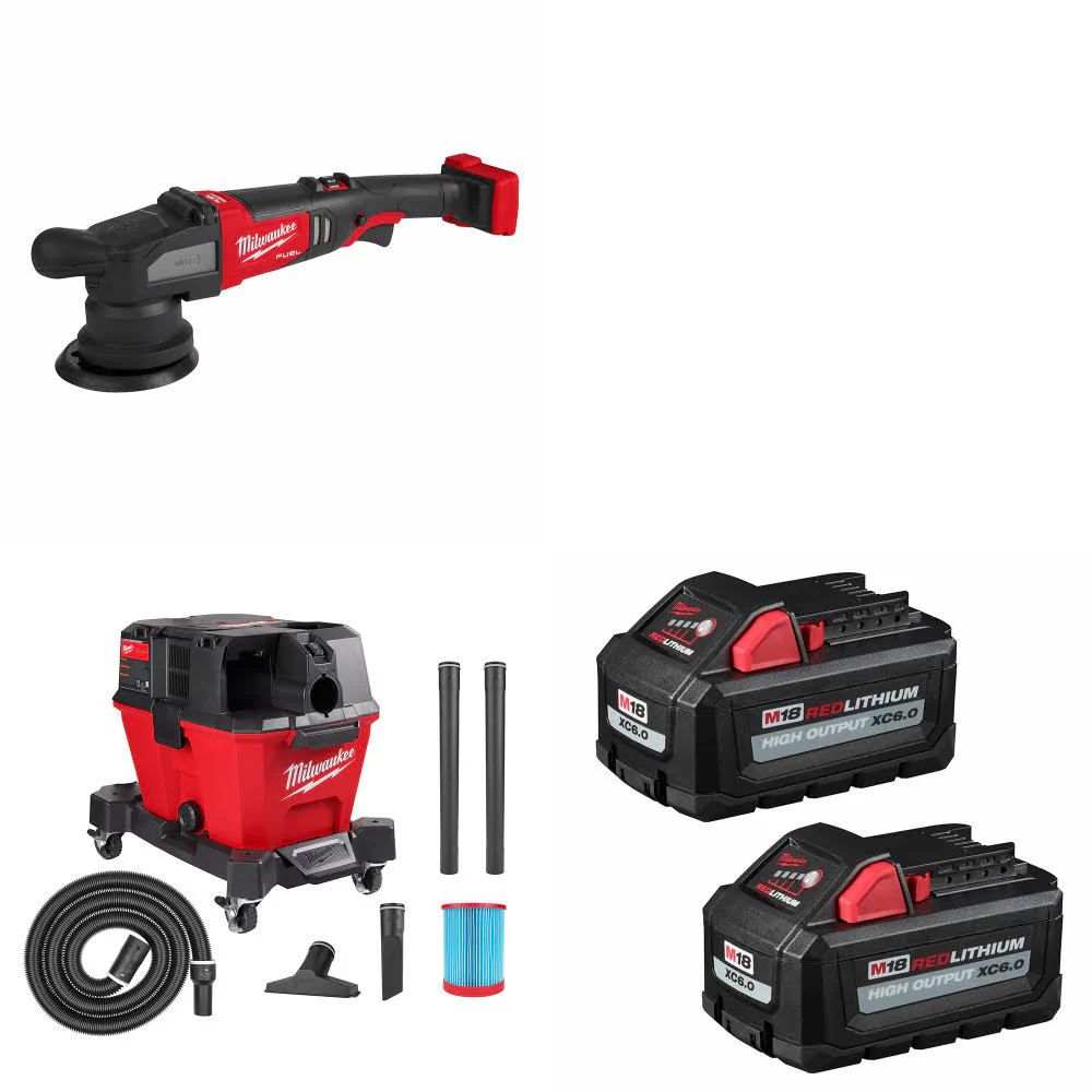 Milwaukee 2684-20 M18 FUEL Polisher W/ 0910-20 M18 Vacuum & FREE Battery 2 Pack - Moutools