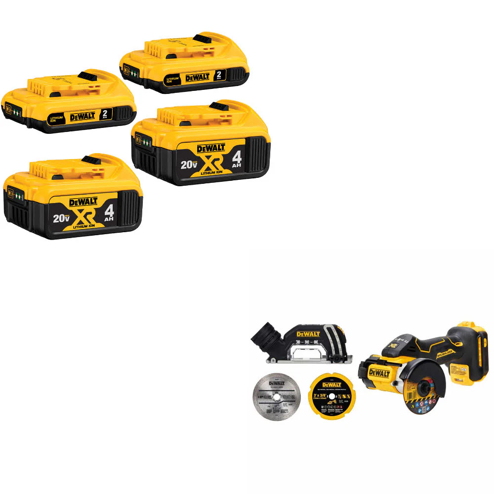 DeWalt DCB324-4 20V MAX Battery 4-Pack W/ FREE DCS438B 20V MAX XR Cut-Off Tool - Moutools