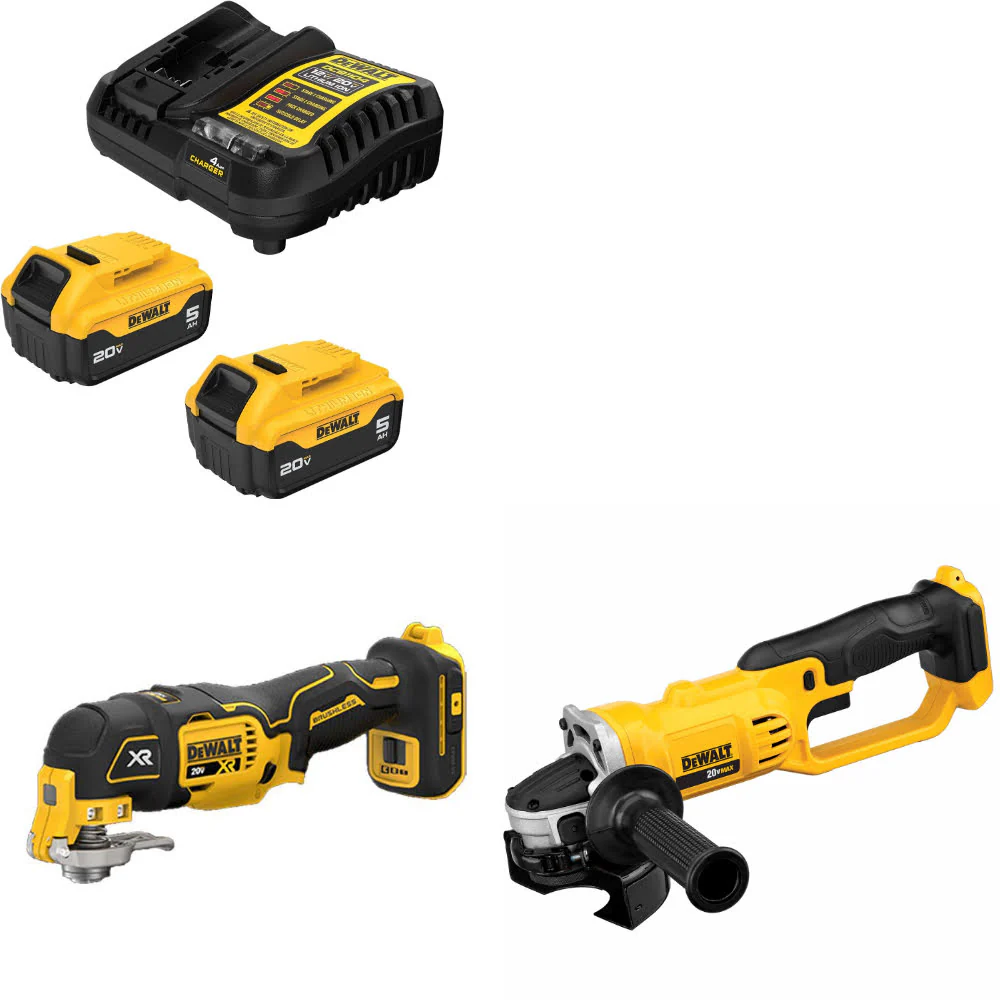 DeWalt DCB205-2C 20V Starter Kit W/ FREE DCS356B 20V Multi-Tool & Cut-off Tool - Moutools