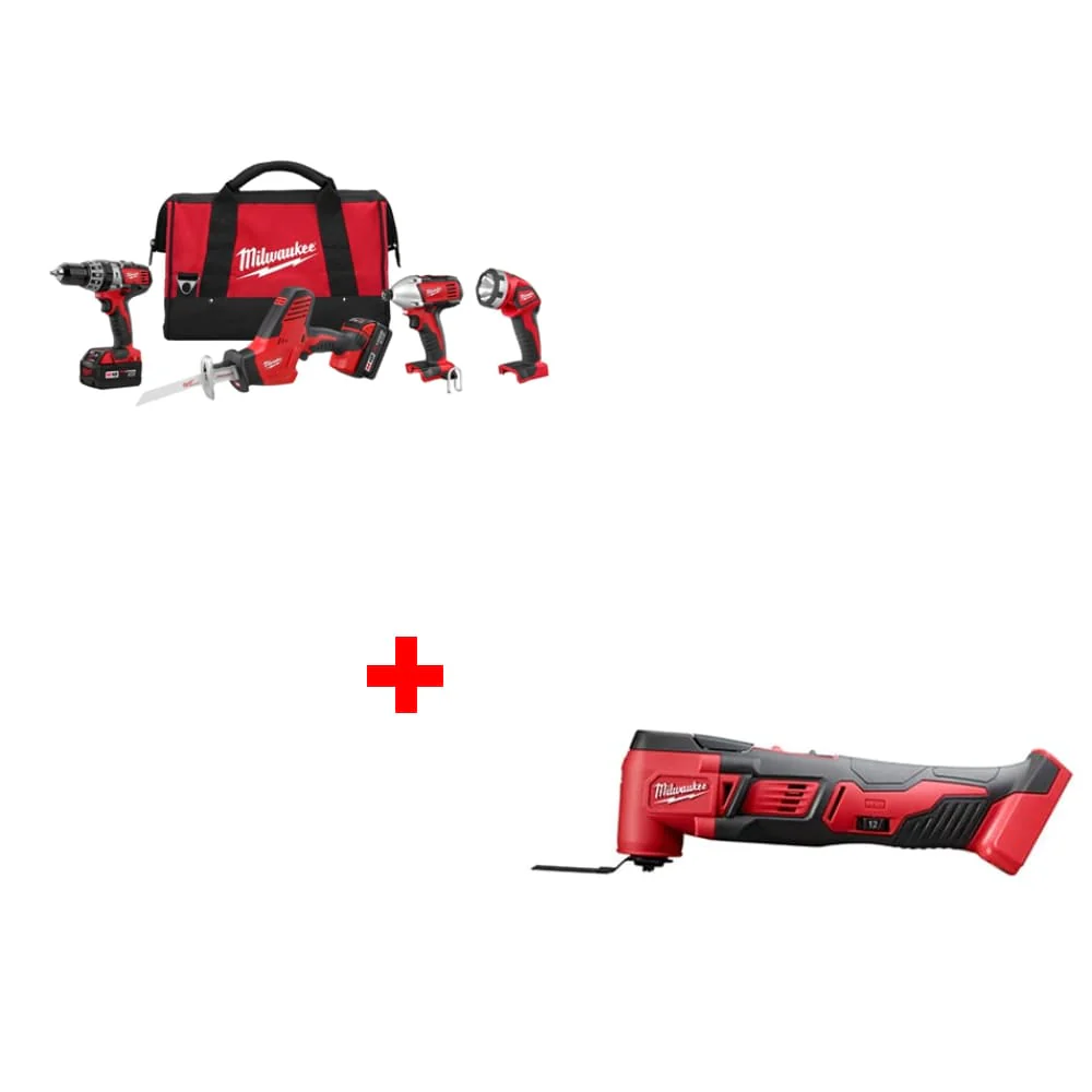 Milwaukee 2695-24 M18 4-Tool Combo Kit w/ FREE 2626-20 Multi-Tool Two Pack - Moutools