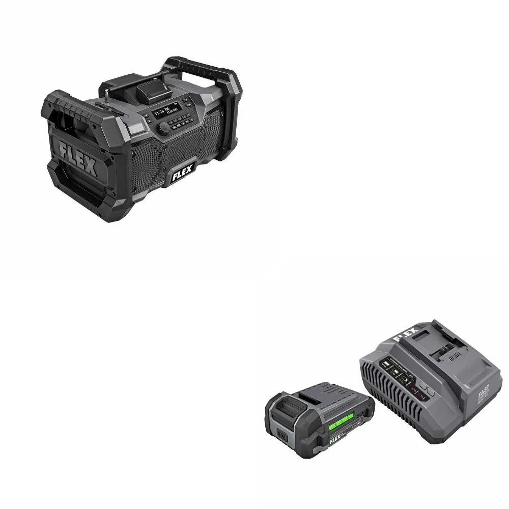 Flex FX5351-Z 24V Jobsite Radio, Bare Tool W/ FREE FX0411-1A 2.5Ah Starter Kit - Moutools