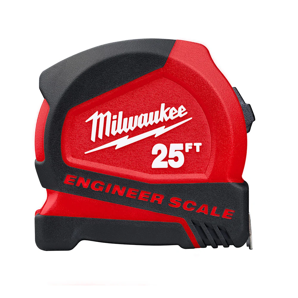Milwaukee 48-22-6625E 25' Compact Tape Measure w/ Engineer Scale - Moutools