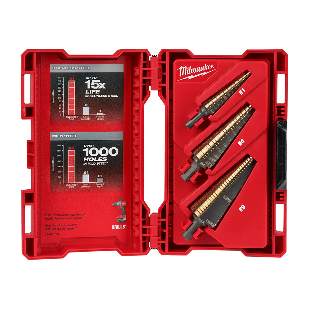 Milwaukee 48-89-9291 Milwaukee Cobalt Step Drill Bit 3PC Set - Moutools