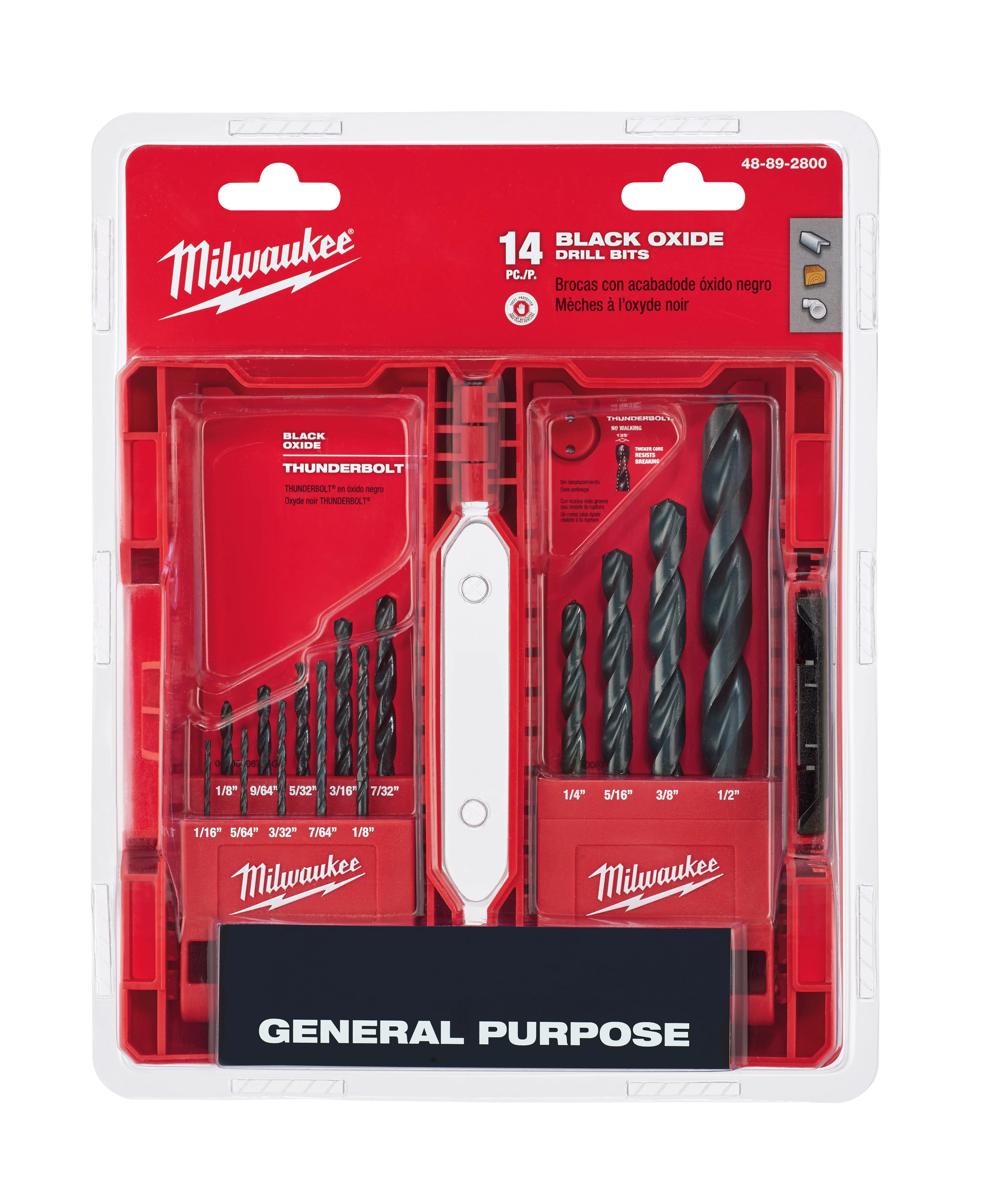 Milwaukee 48-89-2800 14-Piece Thunderbolt® Black Oxide Drill Bit Set - Moutools