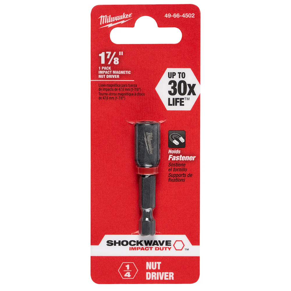 Milwaukee 49-66-4502 SHOCKWAVE 1/4 X 1-7/8 Impact Magnetic Nut Driver - Moutools