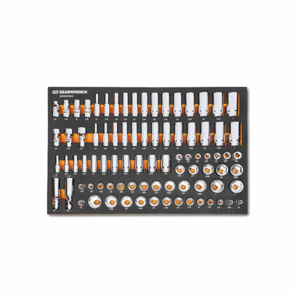 Gearwrench GWMSSKT38SAE 85 Piece 3/8” Drive Master SAE Socket Set in Foam Storage Tray - Moutools