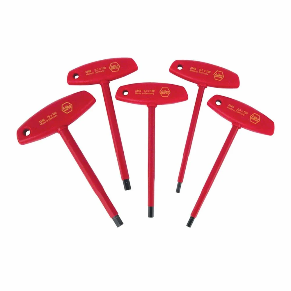 Wiha 33478 5 Piece Insulated T-Handle Hex Screwdriver Set - Metric - Moutools