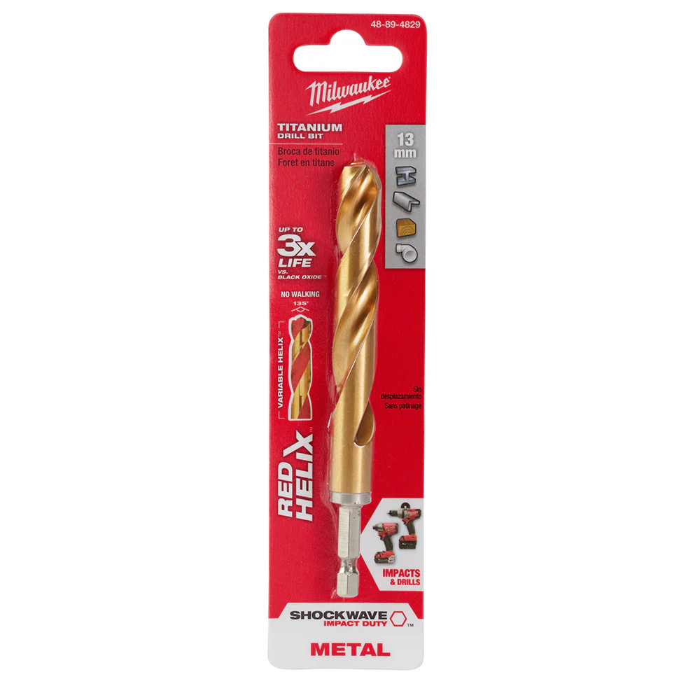 Milwaukee 48-89-4829 13mm Metric Titanium SHOCKWAVE™ Red Helix Bit - Moutools