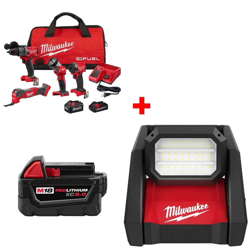 Milwaukee 3698-24MT M18 4-Tool Combo Kit w/ FREE 48-11-1850 Battery & Light - Moutools
