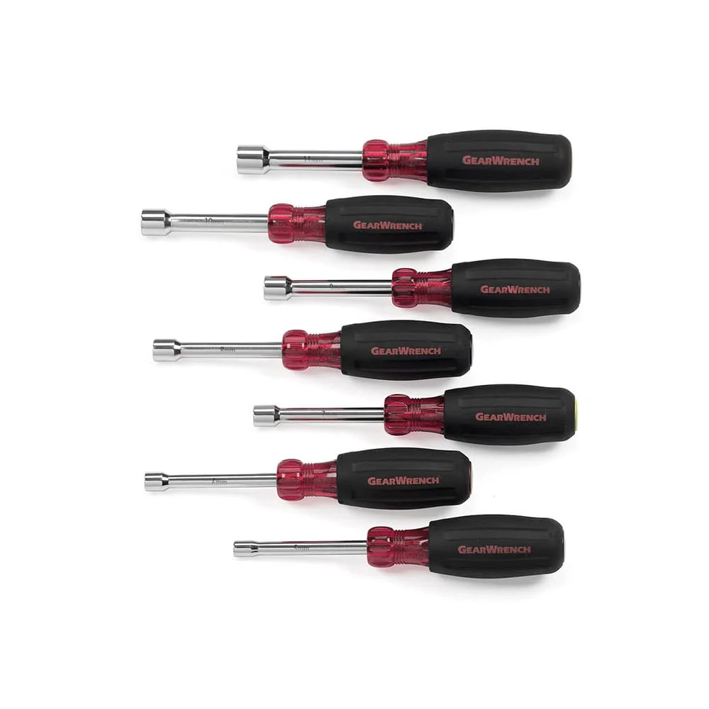 GearWrench 82764 7 Pc. Metric Hollow Shaft Cushion Grip Nutdriver Set - Moutools