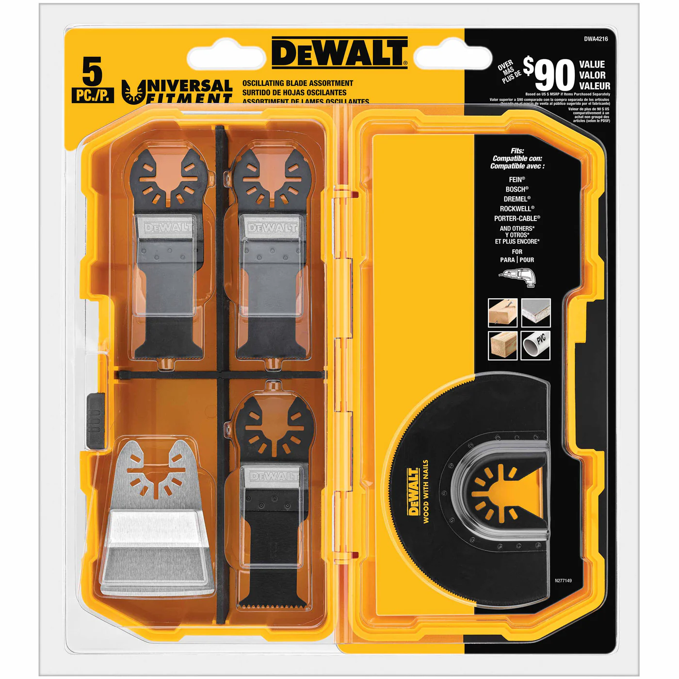 DeWalt DWA4216 5-Piece Universal Fitment Multi-Material Oscillating Tool Accessory Kit with Case - Moutools