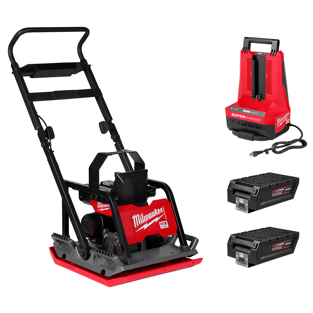 Milwaukee MXF220-2HD MX FUEL Lithium-Ion 20 in. Plate Compactor Kit with (2) FORGE HD12.0 Batteries and (1) MX FUEL Super Charger - Moutools