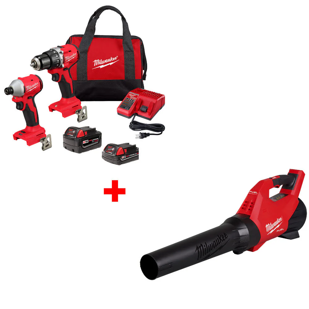 Milwaukee 3693-22CX M18 2-Tool Combo Kit W/ FREE 3017-20 M18 FUEL Blower, Bare - Moutools