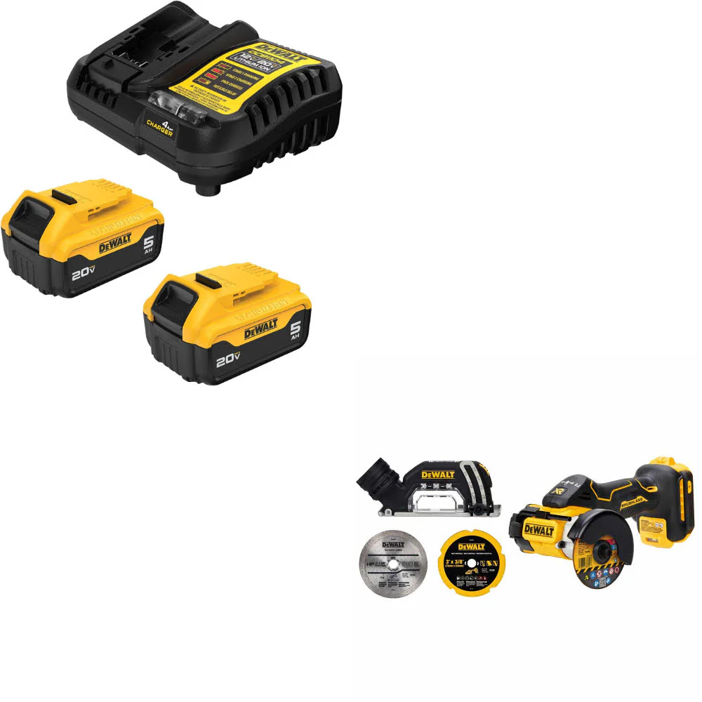 DeWalt DCB205-2C 20V MAX XR Starter Kit W/ FREE DCS438B 20V MAX XR Cut-Off Tool - Moutools