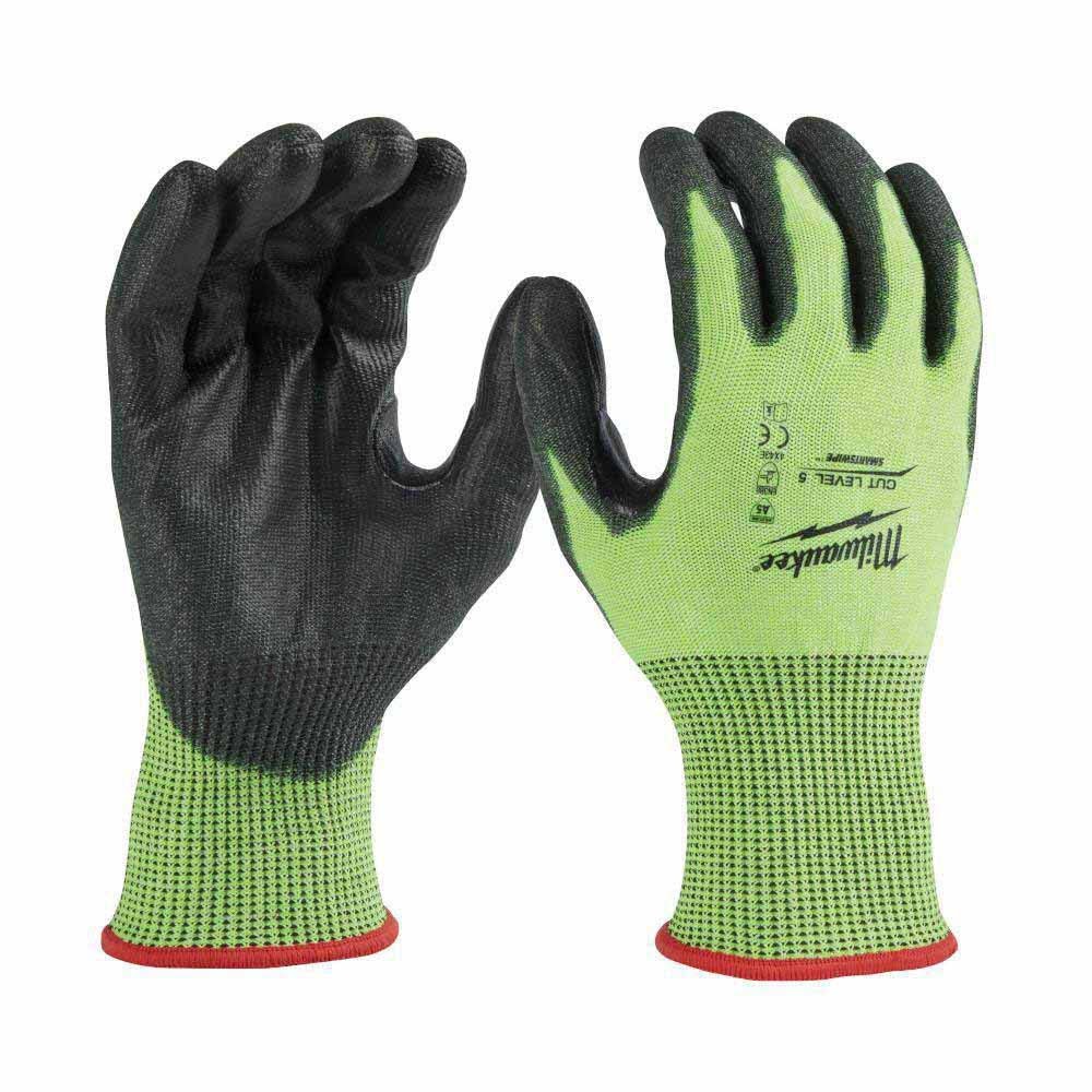 Milwaukee 48-73-8951 High Visibility Cut Level 5 Polyurethane Dipped Gloves - M - Moutools