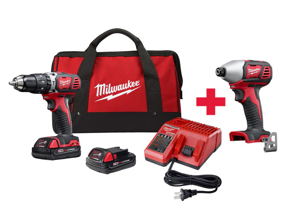Milwaukee 2607-22CTP M18™ Compact 1/2 in. Hammer Drill/Driver Kit with 1/4 in. Impact Promo - Moutools