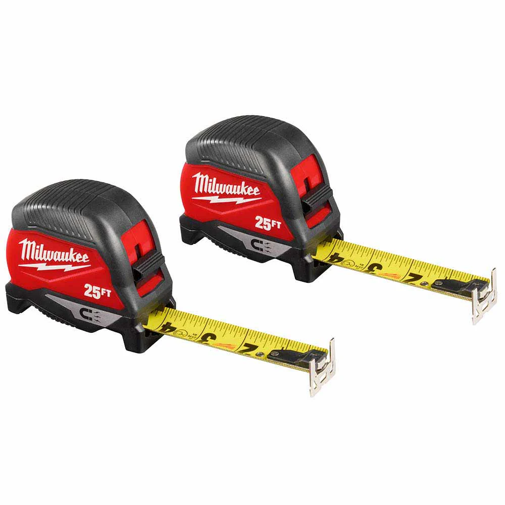 Milwaukee 48-22-1025MG 25ft Magnetic Tape Measure 2-Pack - Moutools