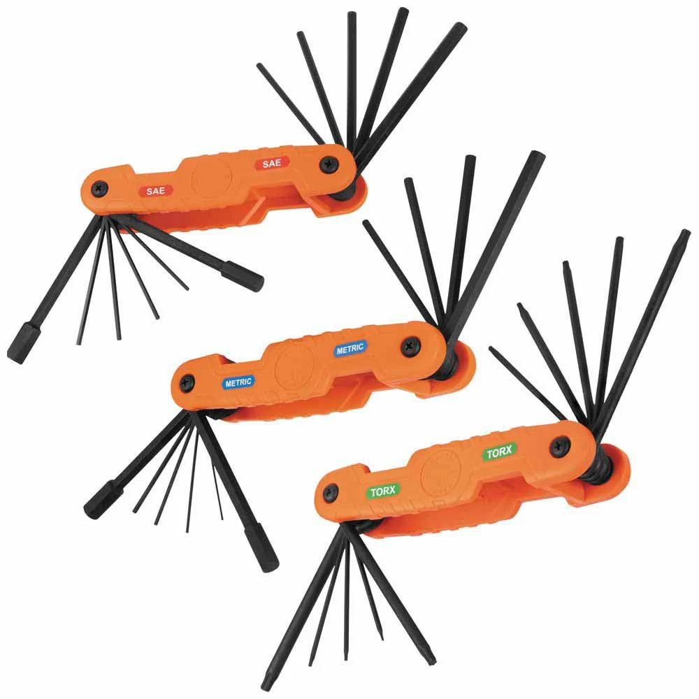 Klein 70553 Pro Folding Hex Key Set, 31-Key, SAE, Metric, TORX Sizes, 3-Piece - Moutools