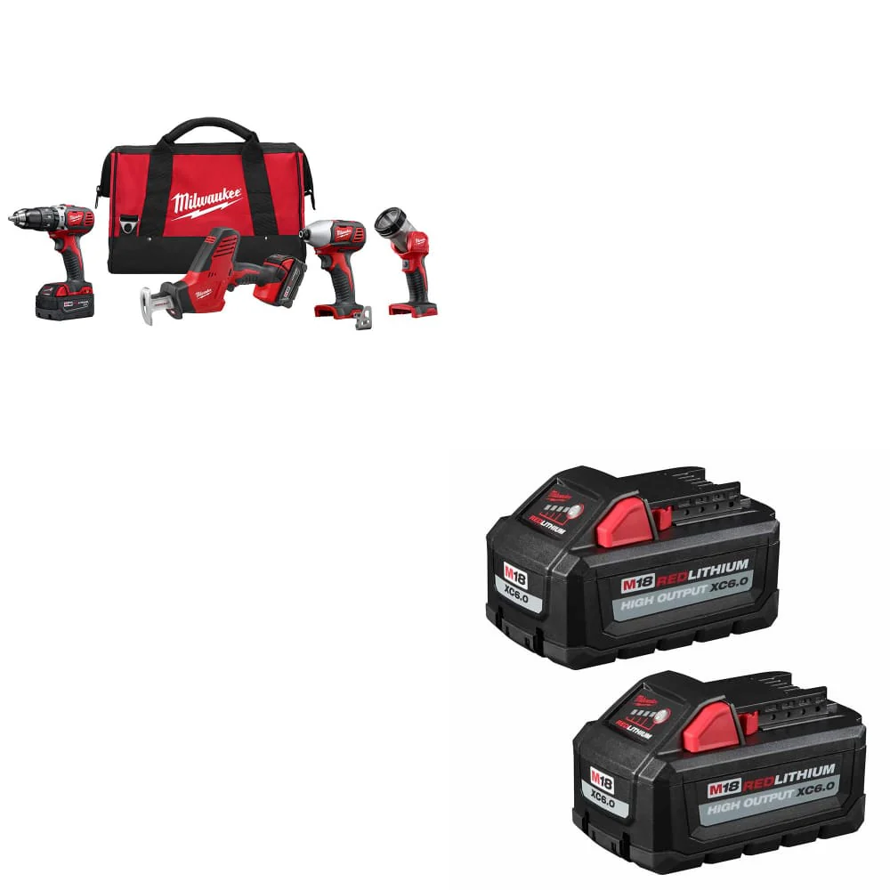 Milwaukee 2695-24 M18 4-Tool Combo Kit W/ FREE 0880-20 18V Vacuum & Grinder - Moutools