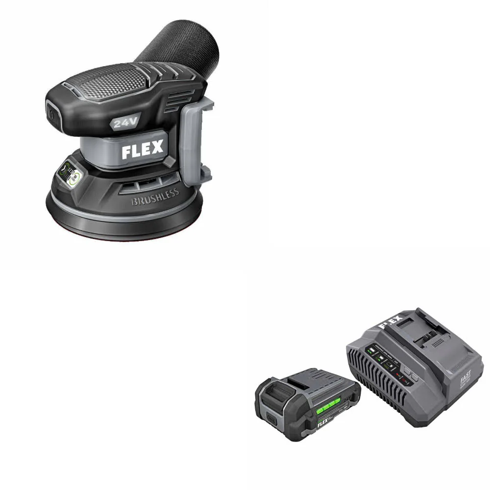 Flex FX3411-Z Random Orbital Sander, Bare W/ FREE FX0411-1A 2.5Ah Starter Kit - Moutools
