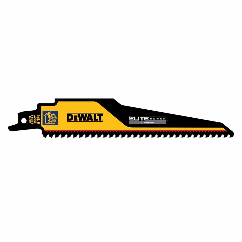 DeWalt DWAR656CT-1 Elite Series 1-Pack Carbide Tipped 6-in 6-TPI Demolition Reciprocating Saw Blade - Moutools